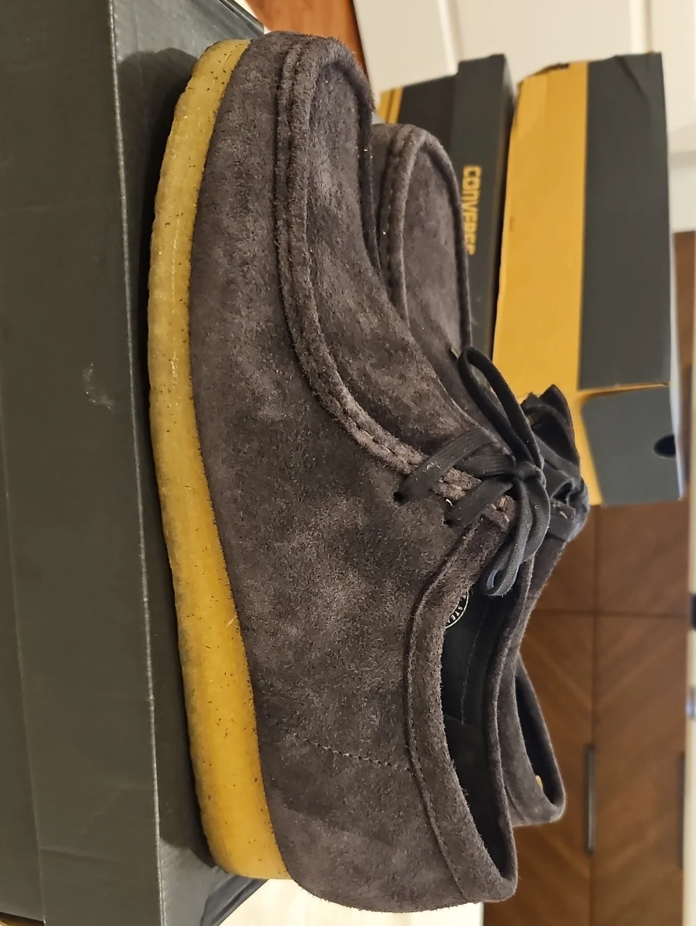 Clarks Men's Dark Gray Suede Chukka Boots with Crepe Sole